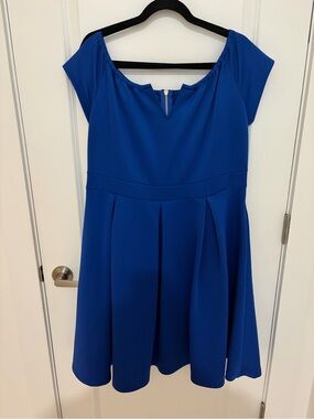 Lalagen Royal Blue Midi Fit-and-Flare Dress